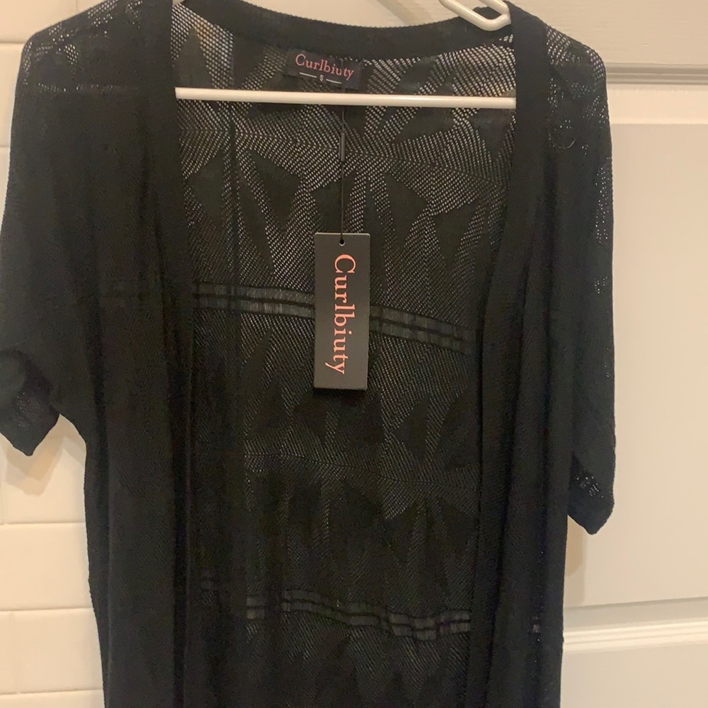 Sheer print knit cardigan top NWT